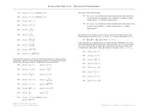 Exercise Set 1.5: Inverse Functions Lesson Plan for 11th ...