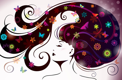 Download Creative floral hair with woman vector 04 - Vector People free download