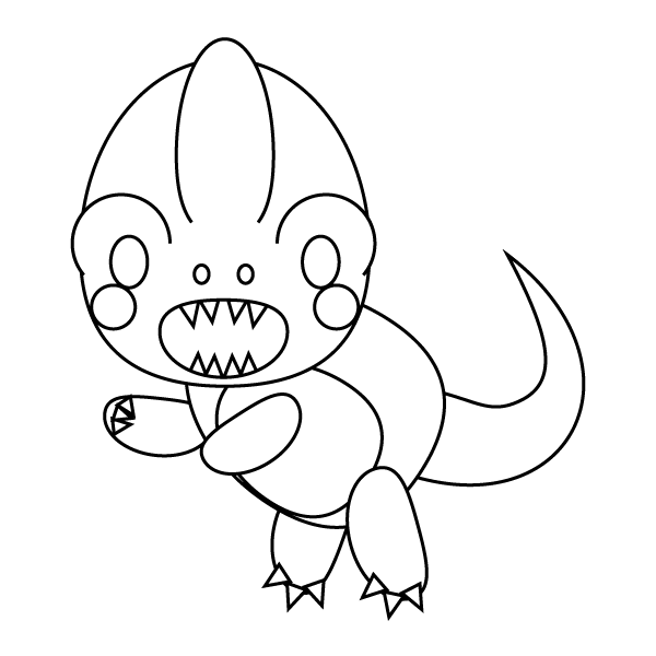 モノクロでかわいい恐竜の無料イラスト 商用フリー オイデ43