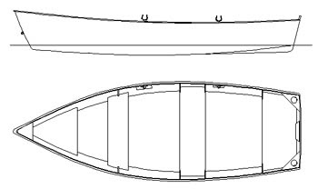 Flat Skiff 14. [FL14] General purpose skiff, very easy to build. Oars 