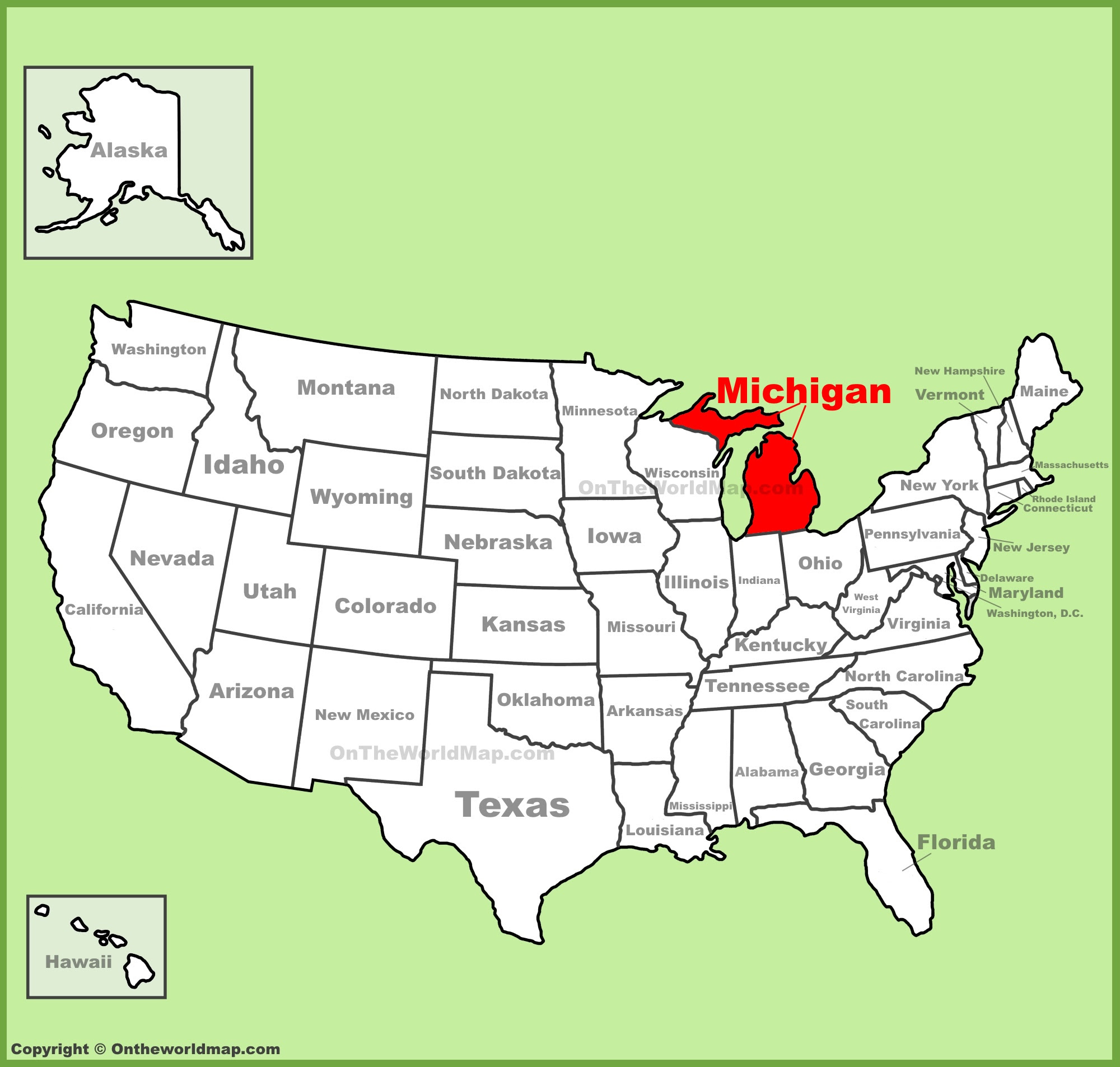 Where Is Michigan On The Us Map Michigan location on the U.S. Map
