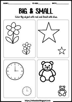  free big and small worksheets pre math concept by eduaakar tpt