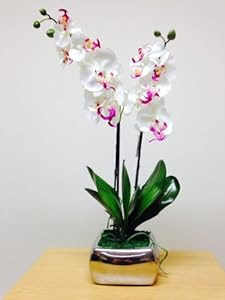 Artificial Potted Plant 60cm Large White Orchid In A Artificial Potted Plant 60cm Large White Orchid In A
