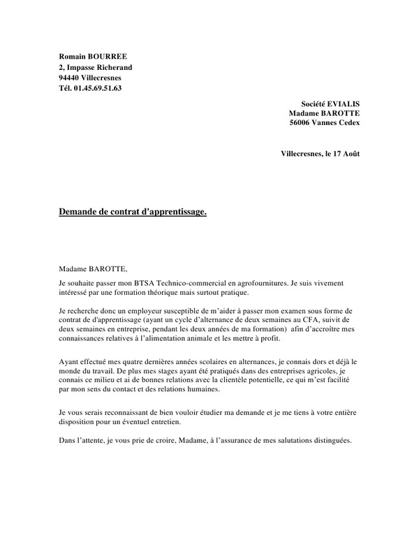 Lettre de motivation vendeuse alternance - Modele de 