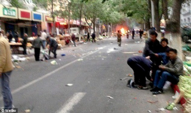 The attack occurred at 7.50am local time in the city of Urumqi, the capital of the volatile Xinjiang region, and has been described as a 'serious violent terrorist incident' by China's Ministry of Public Security