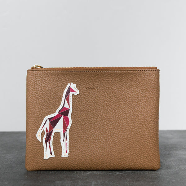 Zuri Travel Pouch With Aisha Giraffe Russet Sample Sale