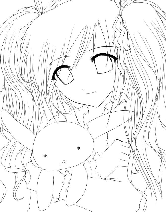Long Hair Anime Coloring Pages Girl
