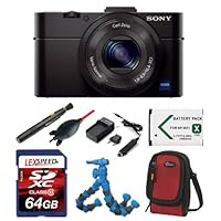 Sony Cyber-Shot DSC-RX100mII DSC-RX100m II DSC-RX100M2/B RX100 II + LoweProCase + Battery + Charger + Giotto's Blower + Lens Cleaning System + 64GB Kit