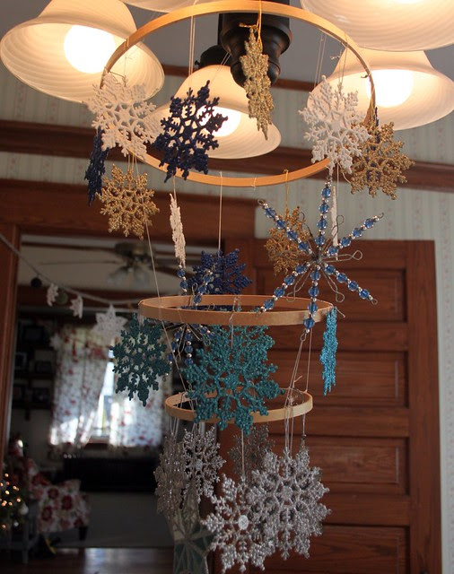 Glittered Snowflake Mobile