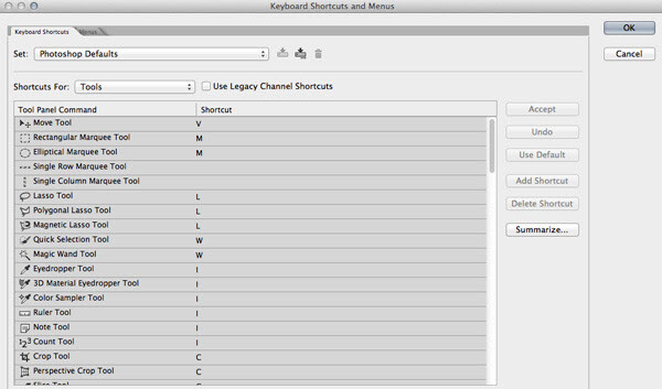 Photoshop keyboard shortcuts