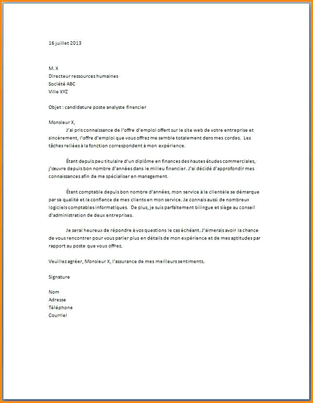 lettre de motivation d un comptable - Modele de lettre type