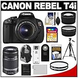 Canon EOS Rebel T4i Digital SLR Camera Body & EF-S 18-55mm IS II Lens with 55-250mm IS Lens + 32GB Card + Tripod + Battery + Backpack + Filters + Remote + Telephoto & Wide-Angle Lenses + Accessory Kit