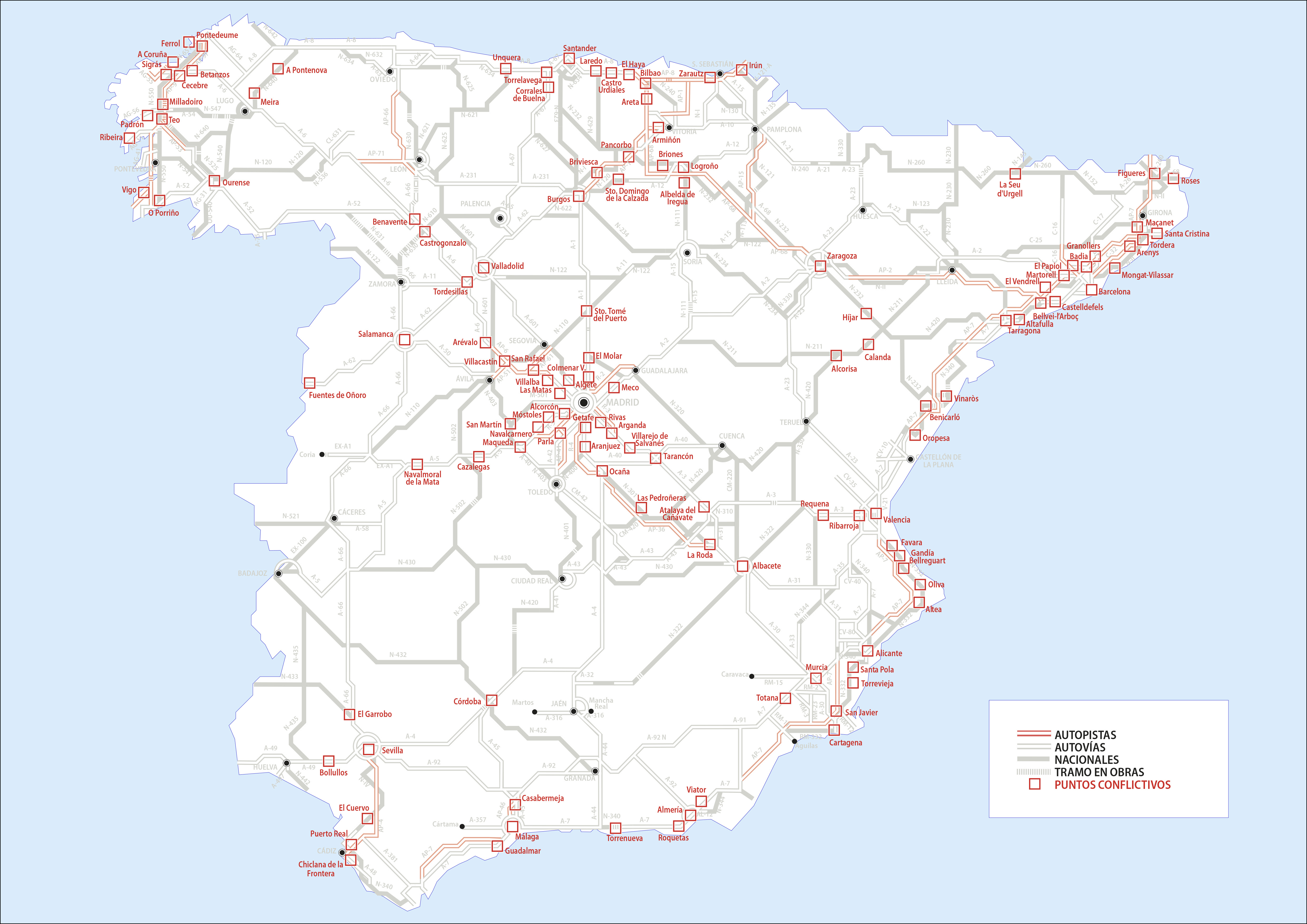 mapa carreteras dgt Mapas para planificar un viaje seguro