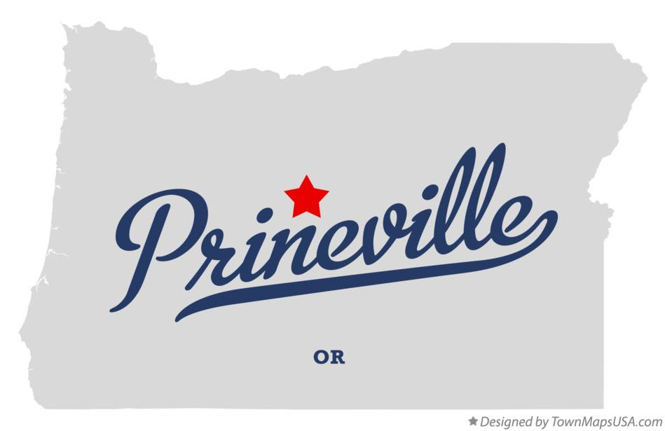Prineville Oregon OR Map professionally designed by GreatCitees.com.