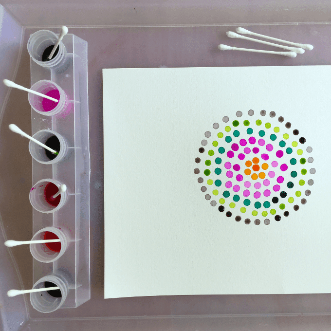 Pointillism Art for Kids with Q-tips and Watercolors