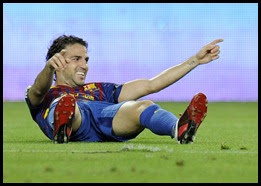cesc, fabregas, goal, barcelona, villarreal, celebrate