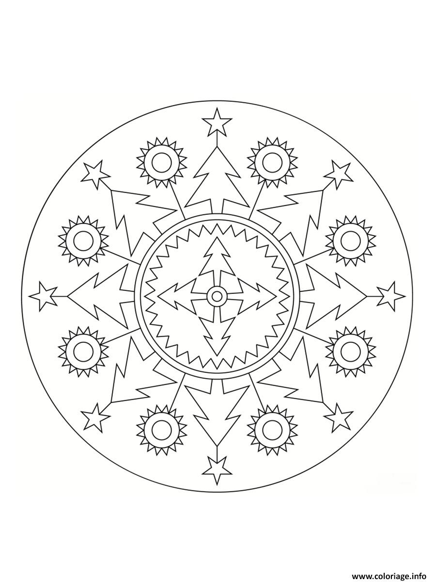Coloriage mandala noel plein de sapin de noel JeColorie.com