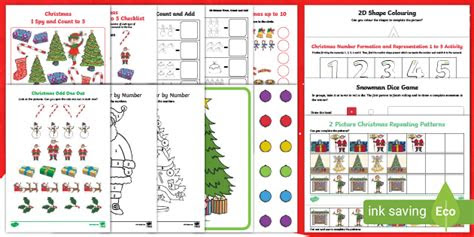  eyfs christmas maths activities pack worksheets
