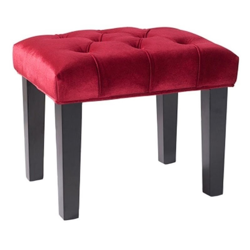 Armen Living Marilyn Tufted Velvet Living Room Bench in Red