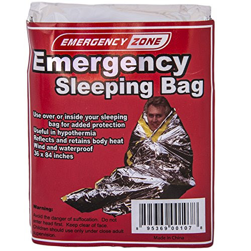 Emergency Sleeping Bag, Survival Bag, Emergency Zone Brand, Reflective Blanket, 1, 5 and 10 Packs Available (1 Pack)