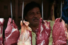 Butcher and his meat