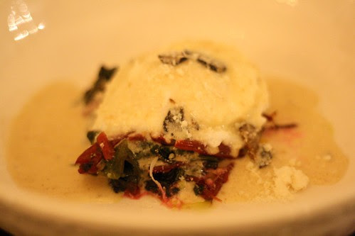 Poached Egg with Truffled Fonduta and Swiss Chard