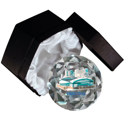 MLB Arizona Diamondbacks Chase Field Photograph 4-Inch High Brillance Diamond Cut Glass Paperweight