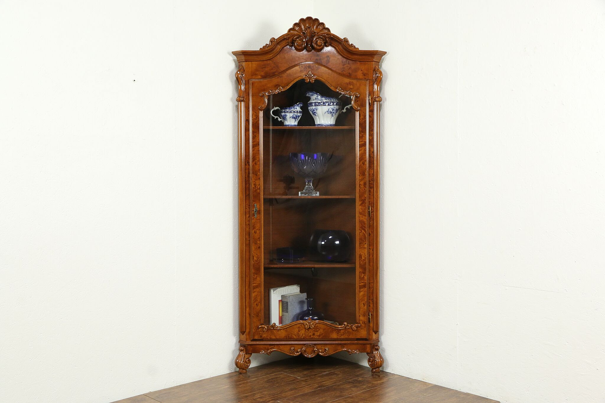 corner oak china cabinet