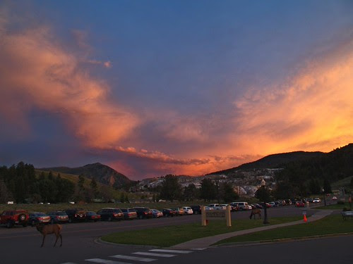 sunset at mammoth hot springs