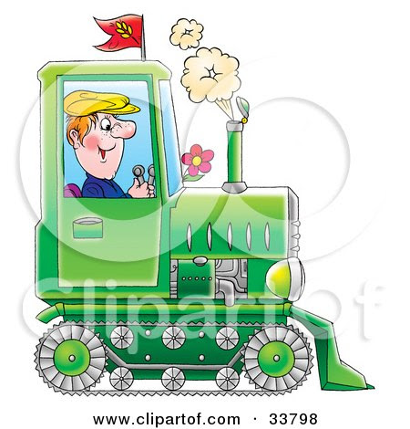  Farmer on Farmer Operating A Green Tractor With Tracks Poster Art Print Jpg