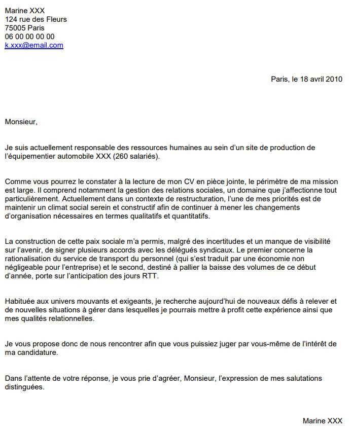 lettre de motivation demande d'emploi  Modele de lettre type