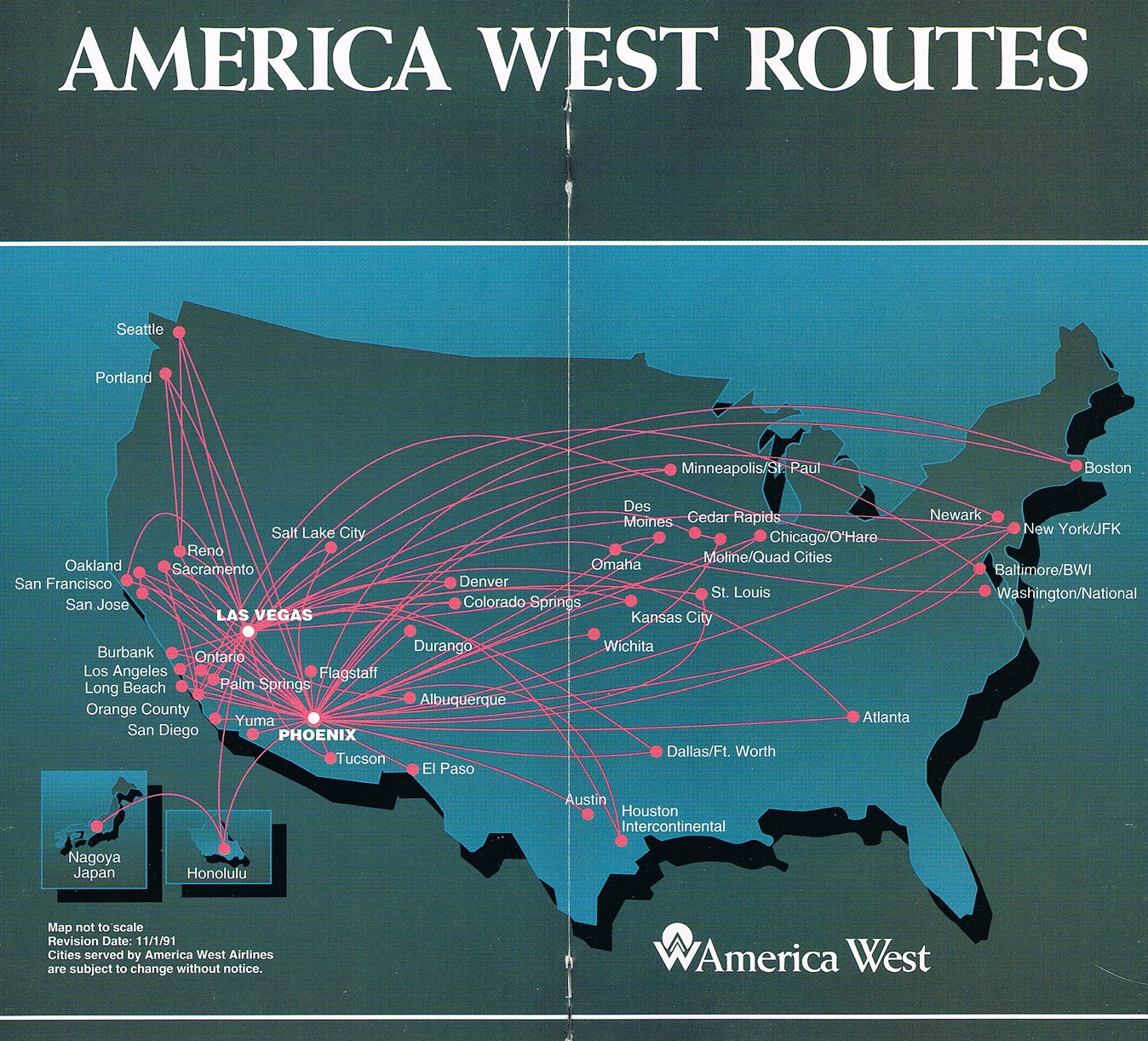 America West Airlines Route Map