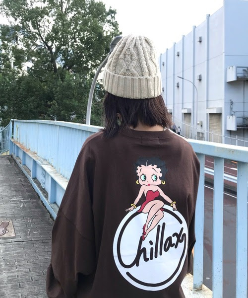ビッグシルエット 4oo2lt154cl Tシャツ カットソー Chillax チラックス のファッション ロンｔ Chillax チラックス ロンｔ Betty Boop Boop Betty