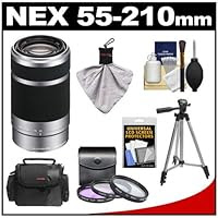Sony Alpha NEX E-Mount 55-210mm f/4.5-6.3 OSS Zoom Lens with 3 UV/FLD/PL Filters + Case + Tripod + Accessory Kit for NEX-3, NEX-C3, NEX-5, NEX-5N & NEX-7 Digital Cameras