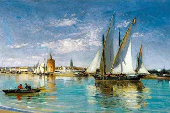 'Gran velero saliendo del puerto de Sevilla', de Ocón y Rivas. 'Gran velero saliendo del puerto de Sevilla', de Ocón y Rivas.