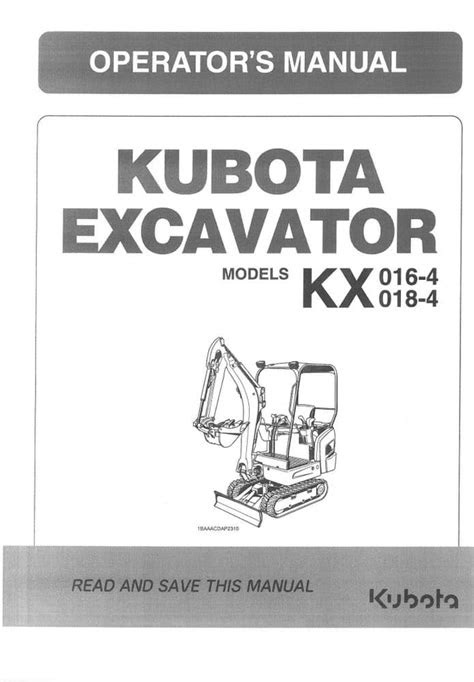 Download Kubota Excavator Kx 016 4 018 4 Operators Manual
