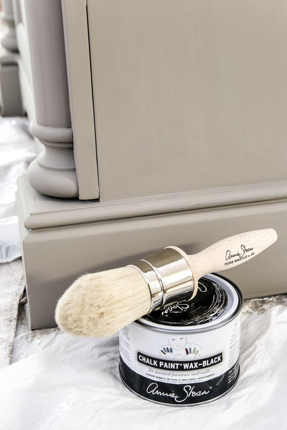 Weathered Gray Wood Look Vanity Makeover | blesserhouse.com - A vanity gets a weathered gray wood look using just chalk paint and wax. Looks so much like real weathered wood in less time with less mess! 