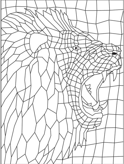 Geometric Lion | Colorish: coloring book app for adults by