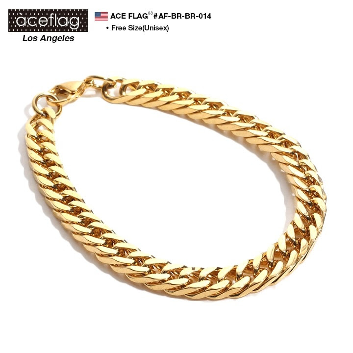 B系 ヒップホップ ストリート系 ファッション メンズ レディース ブレスレット Af Br Br 014 エースフラッグ Aceflag 喜平チェーン 4面カット アクセサリー チェーン カニカン付き ゴールドチェーン ゴールド アクセサリー 男女兼用 正規品 ギフト 本格派大人のb系