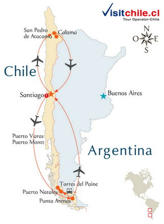 Resultado de imagen para ruta de santiago a punta  arenas- torres del paine