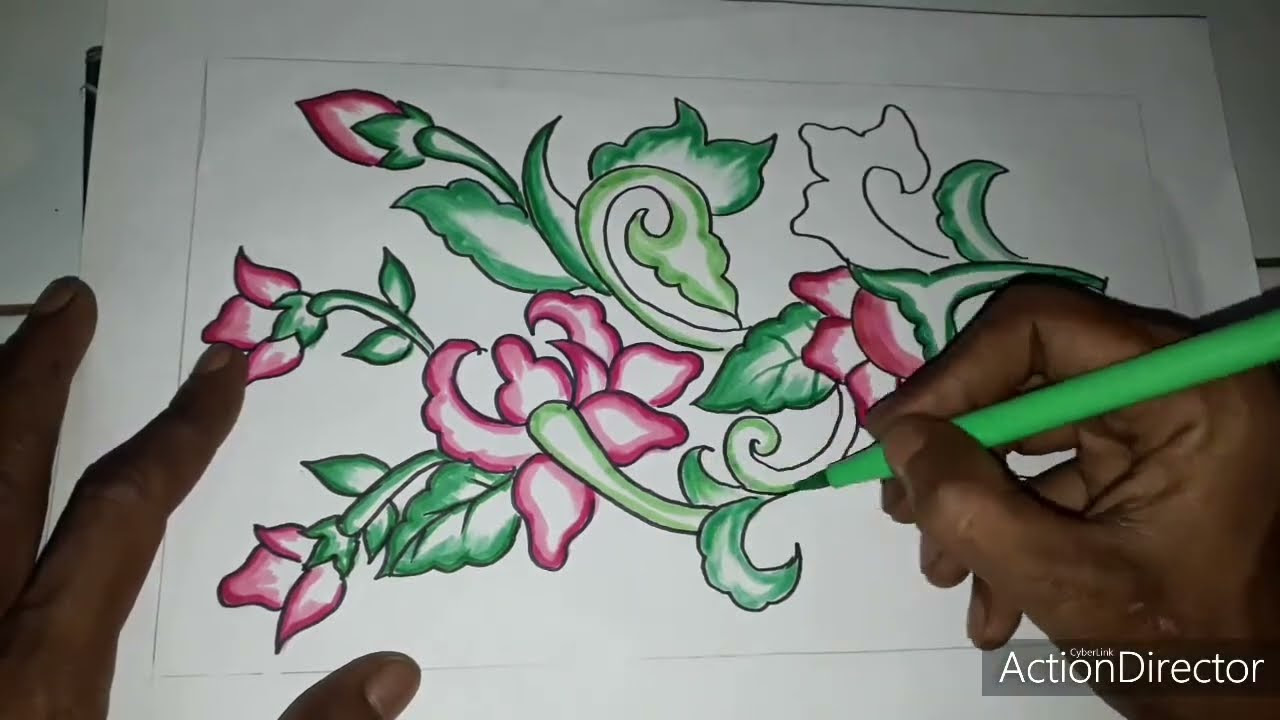 Buketan, tumbuhan, kombinasi fauna, bunga sepatu, suket, ganggang.dilengkapi desain contoh gambar ❤. Cara Menggambar Batik Motif Bunga 41 Otosection