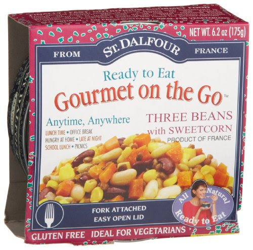St. Dalfour Gourmet On The Go, Ready to Eat Three Beans with Sweet Corn, 6.2-Ounce Tins (Pack of 6)