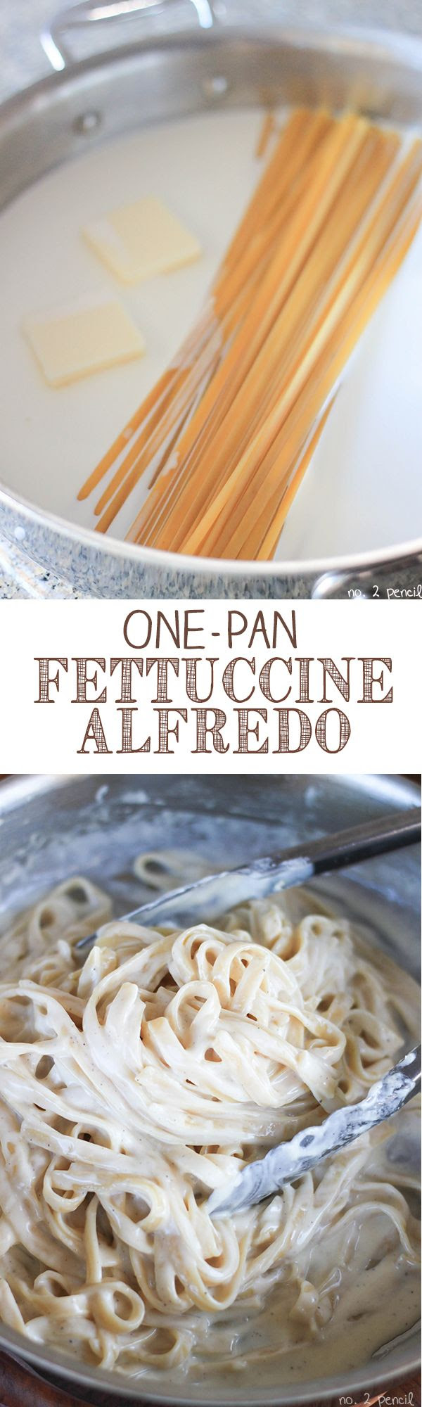 Easy One Pan Fettuccine Alfredo - even the pasta cooks in the same pan!