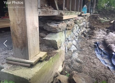 securing  load bearing wood post   fieldstone