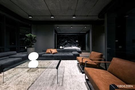 trendy dark bachelor apartment  yodezeen interiorzine