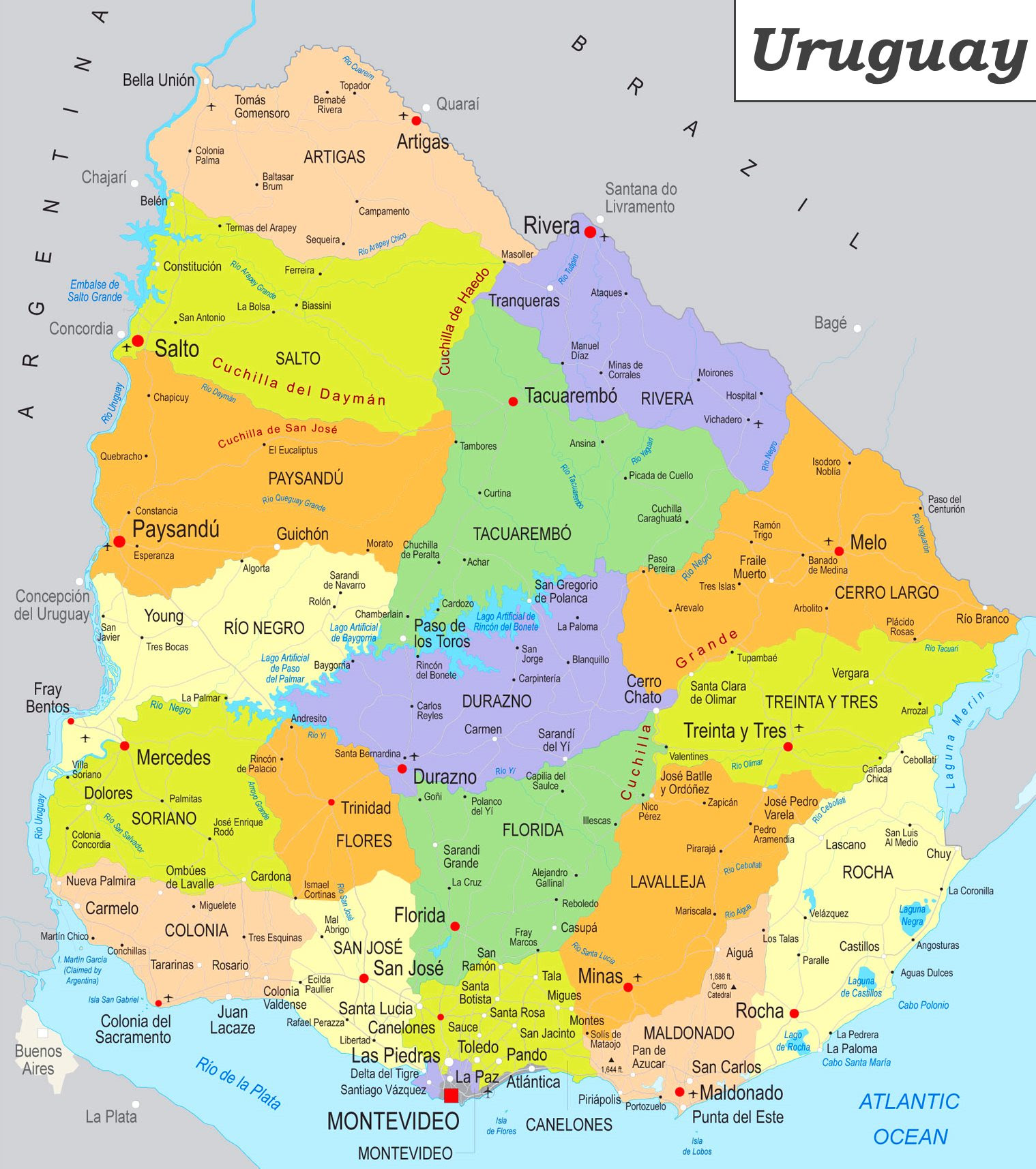 Uruguay Politische Karte