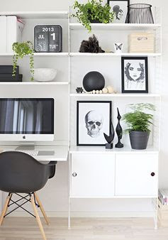 home office shelf styling + decor..