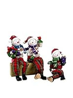 Set Figura Decorativa 3 Uds. Muñeco De Nieve Piernas Largas