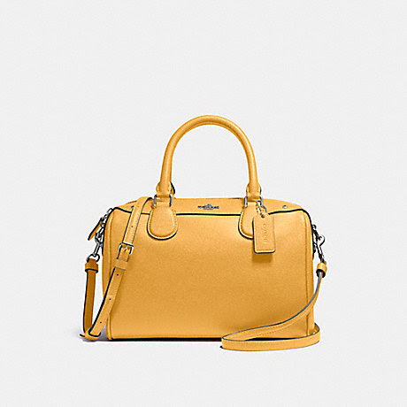 MINI BENNETT SATCHEL IN CROSSGRAIN LEATHER - COACH F57521 - SILVER/MUSTARD