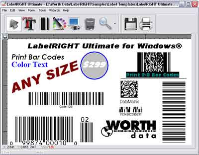 LabelRIGHT Ultimate for Windows Bar Code Label Design and Printing Software - Worth Data